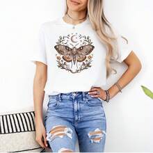 Retro Halloween Shirts, Spooky Moth T-Shirts, Halloween Mystical Tee, Celestial Cottagecore Shirt, Boho Witch Tees
