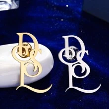 1pc Personalized Stainless Steel Custom Name Letter Brooch, Initials Brooch Pin, Women's Fashion Accessories For Clothing, Perfect Gift For Women