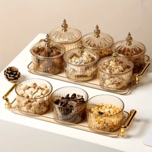 1 Set New Fashionable Design Airtight Lid Candy Storage Box, For Household Storage Of Candies, Nuts, Snacks And Cookies - Vàng - Xem 1