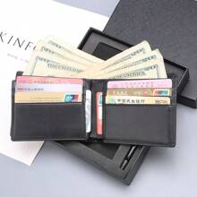 3pcs Men's Gift Set, Men's Leather Wallet Set, Cowhide Ticket Holder Wallet, Short Wallet, Keychain, Ballpoint Pen Set, Valentine's Day Gift For Husband, Brother, Father - Multicolor - View 2