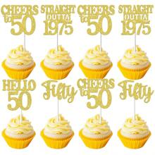 12pcs Happy Birthday Cupcake Toppers, Black Glitter Cake Decoration For 18th, 21st, 30th, 40th, 50th, 60th, 70th Birthday, Anniversary Party Supplies, Available In Black, Gold, Rose Gold