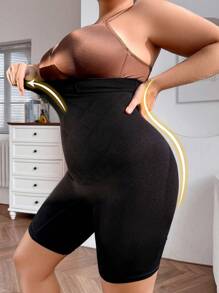 Plus Size Women's Seamless High Waist Slimming Shaping Shorts, Comfortable And Breathable - Black - View 4