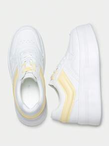 Women's Platform High Heel Fashion Sneakers – Lightweight, Stylish, And Classic Lace-Up Casual Walking Shoes - 黃色 - 查看 7