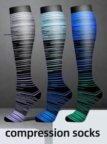 3 双男女通用渐进式压力袜（15-20mmHg），运动户外足球旅行徒步跑步护士袜