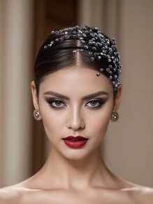 1 chiếc băng đô pha lê xanh dương, kiểu dáng lá cây thần tiên rừng với tua rua thanh thoát, thích hợp cho cô dâu, đám cưới, lễ kỷ niệm, hẹn hò, đi chơi, dự tiệc, làm quà tặng, dùng hàng ngày. - Màu xanh lam - Xem 12