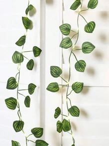 2m/6.56ft, 5m/16.4ft, 10m/32.8ft Artificial Vine With Watermelon Leaf String Lights, Green Garland For Porch, Wall, Stair, Yard, Outdoor Fence, House, Office Decor, Birthday, Bedroom, Tabletop Decorations, Battery Powered (Batteries Not Included)