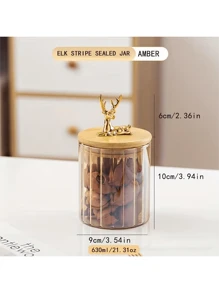 1 pieza Tarros y latas de alimentos, lata de almacenamiento de café de vidrio, lata de té ámbar sellada, tarro para leche en polvo azúcar, recipiente de almacenamiento de cocina, decoración del hogar, para granos, diversos y granos de café, artículos de cocina