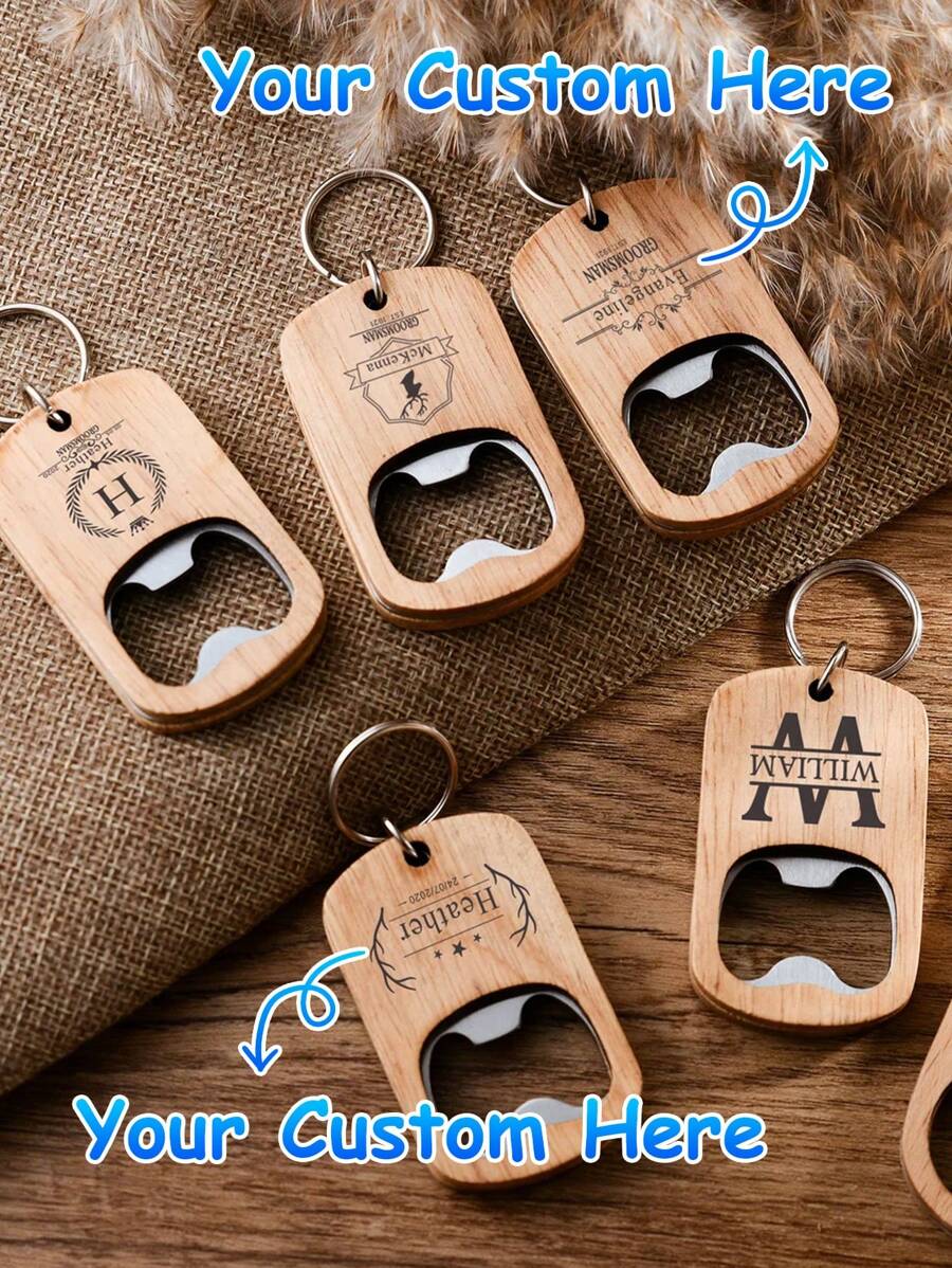 Personalized Engraved Groomsmen Gifts Wooden Bottle Opener, Personalized Bottle Opener, Wedding Party Gifts, Bottle Opener Best Men Gifts, Wedding Gift, Valentine's Day Gifts - Wood Color - View 1