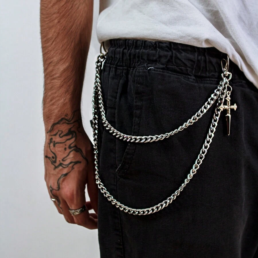 Pants Chain With Cross Side Chain Promotion - Plateado - Ver 1