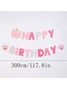 Cute Pink Cat Happy Birthday Letter Banner, Suitable For Cat's Birthday, Cat's Holiday - Pink - View 7