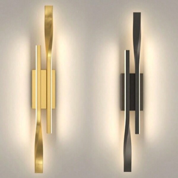 Modern Minimalist Dual Parallel Vertical Black And Gold Sconce, Luxury LED Wall Lamp For Living Room, Sofa, Accent Wall