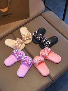 Children's Summer Sandals Slippers, Bowknot Decor, Cute Girl Style, Indoor & Outdoor Wear