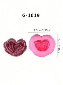 1pc Floral Handmade Soap Resin Plaster Wax Candle Silicone Mold, DIY Heart Flower Rose Aroma Candle Mold - Pink - View 10