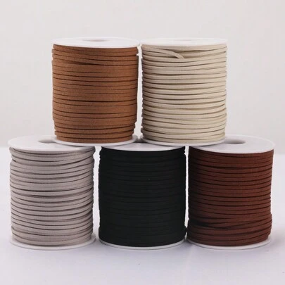 Rollo de 1,79 metros de cuerda tipo en colores café, blanco, negro y gris - Cuerda elástica para hacer joyería DIY, pulseras, collares y manualidades con cuentas