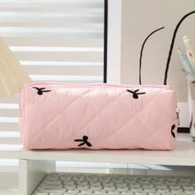 1pc Bowknot Decor Large Capacity Student Pencil Case, Ditsy Floral Pattern Desk Storage Pouch, Portable Stationery Organizer,Pencil Pouch,School Bag - Multicolor - View 16