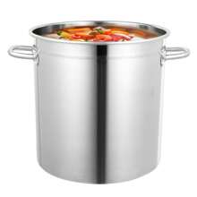 35L Large Stainless Steel Deep Stock Pot With Lid Catering Saucepan Cooking Pan - Silver - View 3