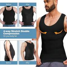 Men Compression Shirts Slimming Body Shaper Vest Workout Tank Top Tummy Control Shapewear Tight Undershirt - Black - View 2