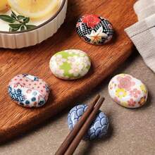 Set Of 6 Broad Bean Chopsticks Rest, Ceramic Chopsticks Holders, Spoon Fork Rest Rack, Home Kitchen Tableware Chopstick Support