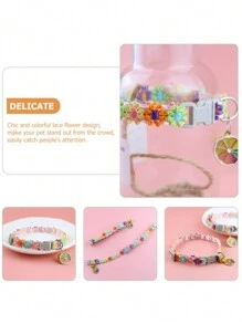 1 chiếc vòng cổ thủ công có thể điều chỉnh cho thú cưng với hoa ren nhiều màu sắc và chuông leng keng, phụ kiện vải lanh quyến rũ cho mèo và chó nhỏ, vòng cổ cho chó, đồ dùng cho thú cưng - Nhiều màu - Xem 6