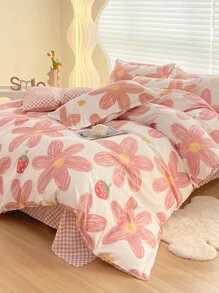 1 件吸汗、柔软触感、防褪色、抗菌、厚实、温暖的羽绒被套，全新毛绒亲肤可穿睡觉、可洗床上用品，适用于卧室、客房、宿舍、儿童房，适合所有家庭、所有季节 - 陽光花苑_粉 - 查看 8