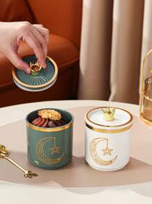 1pc Star, Moon, Lantern Plastic Home Decor Storage Jar Canister For Kitchen, Living Room, Dining Room Use, Suitable For Grains, Dried Fruits, Candy, Cookies, Bread, Wedding, Party, Gift, Birthday