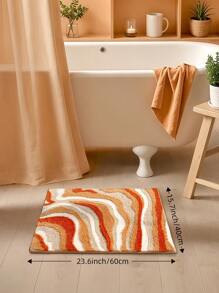 1pc Flocked Bathroom Non-Slip Mat, Soft Geometric Pattern, Super Thick & Soft Bathroom Rug, Fresh Style, Non-Slip Bottom, Absorbent, Easy To Clean, Machine Washable, Soft & Comfortable, Suitable For Home, Living Room, Bathroom, Vanity, Bathtub, Shower, Sink, Home Decor