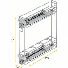 Emuca - Pull-Out Bottle Rack Sliding Bottle Rack For Cabinet Soft Close 200 7 87 Inch Come Plated Steel - ChromePlated-200mmcabinet-Depth480mm(30kg) - View 2
