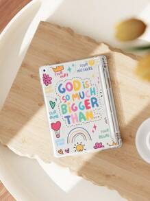 1 件简单标语和可爱图案透明保护壳，平板电脑保护套兼容 iPad 10.2、iPad Pro 11" 2021/2020/10th Gen、iPad Mini 4/5/6、Galaxy Tab A8 10.5" 2022、Matepad 10.4/Tab，带铅笔槽，自动睡眠/唤醒功能 - 彩色 - 查看 2