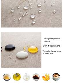 1pc Beige Rectangular Solid Color Linen Tablecloth, Waterproof, Oil-Proof, Wrinkle Resistant, For Kitchen, Coffee Table, Suitable For Weddings, Kitchens, Restaurants, Tabletop Decor, Hotels, Birthday Parties - Beige - View 4