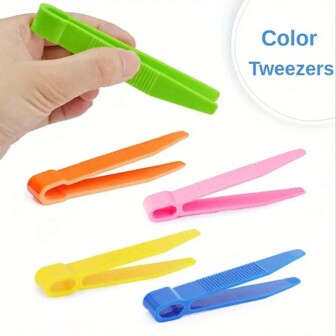 5pcs/Set Multi-Color Plastic Tweezers Set - Durable, Precise Grip, Suitable For DIY Beading, Science Experiments And Office Proofreading