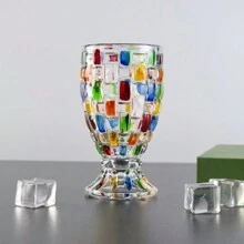 1pc European Retro Painted Glass Cup, Creative Woven Pattern Juice Tumbler/Whiskey Glass - Colorful - View 9