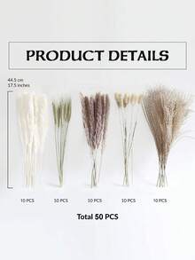 50pcs Simulation Reed Rabbit Tail Flower Cattail Dried Artificial Flower Plant Decoration Garden Living Room,Home Decoration, Room Decoration, Bedroom Decoration, Party Decoration, Wedding Deco