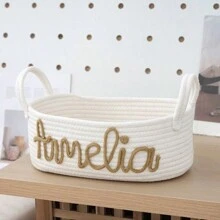 Panier de rangement personnalisé avec nom, panier de rangement de corde, panier de rangement DIY personnalisé avec nom, panier de rangement en corde, rangement pour désordre, cosmétiques, niche pour animaux de compagnie en laine