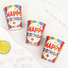 1pc Colorful Happy Birthday Theme Disposable Paper Cup For Holiday Party