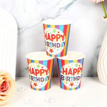 1pc Colorful Happy Birthday Theme Disposable Paper Cup For Holiday Party