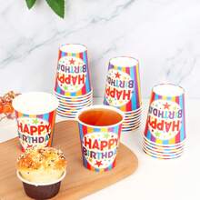 1pc Colorful Happy Birthday Theme Disposable Paper Cup For Holiday Party