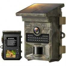 VOOPEAK Solar Powered Wildlife Camera 4K 48MP Rechargeable Trail Camera With Night Vision Motion Activated Garden Camera Fast 0.1s Trigger IP66 Waterproof For Wildlife Monitoring - Brown1 - View 1