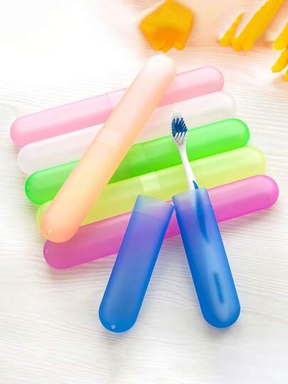1pc/4pcs Toothbrush Box Travel Portable,Portable Travel Toothbrush Holder,Breathable Toothbrush Storage Box,Candy Colored Frosted Felt Toothbrush Head Protective Cover,Dustproof Dental Tool Storage Box,Portable Toothbrush Holder Box