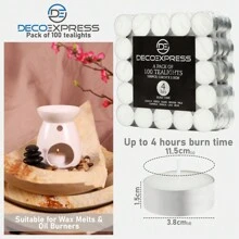 Deco Express Tealight Candles Multipack Of 100 Burning Time 4 Hours Tea Lights - White - View 5