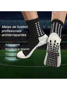 Men's Compression Sock Kit High-Top Anti-Slip Football Cotton High Quality Ventilation - Hitam - View 3
