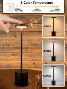 1 PC Wireless Table Lamp Touch Switch Table Lamp Type C 5V Rechargeable 3 In 1 Light Colors Dimmable Brightness Table Lamp For Office Study Bedroom Living Room