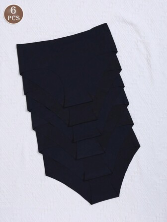 6pcs Women's Seamless Black Hipster Briefs, Comfortable And Breathable