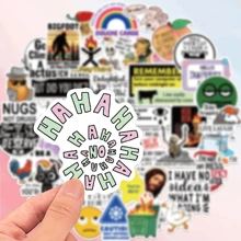 50 piezas/Paquete Pegatinas decorativas de graffiti irónico y humorístico, adecuadas para papelería, cuadernos, botellas de agua, planificadores, fundas de teléfono, equipaje, guitarras