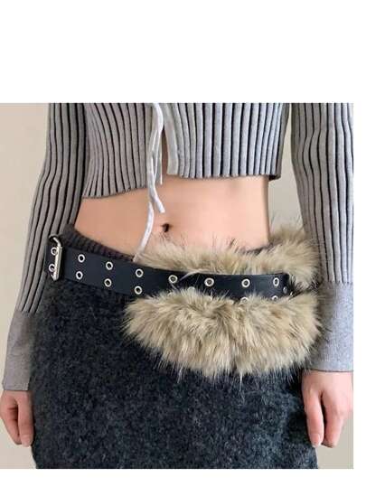 2025早春蓬松腰带，小众美式性感风蓬松毛茸茸腰带，轻盈时尚腰带，D.I.A腰带，Y2K千禧年腰带，情人节礼物秋季，秋季，万圣节