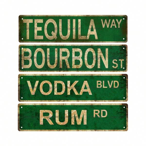 1 Pc, Tequila Bourbon Vodka Rum Spirits Vintage Metal Tin Sign, Street Sign, Home Decor, Room Decor, Wall Decor, Bathroom Decor, Bar Decor, Cafe Decor, Garage Decor, Farmhouse Decor, 16 X 4 Inch Birthday Gifts Graduation