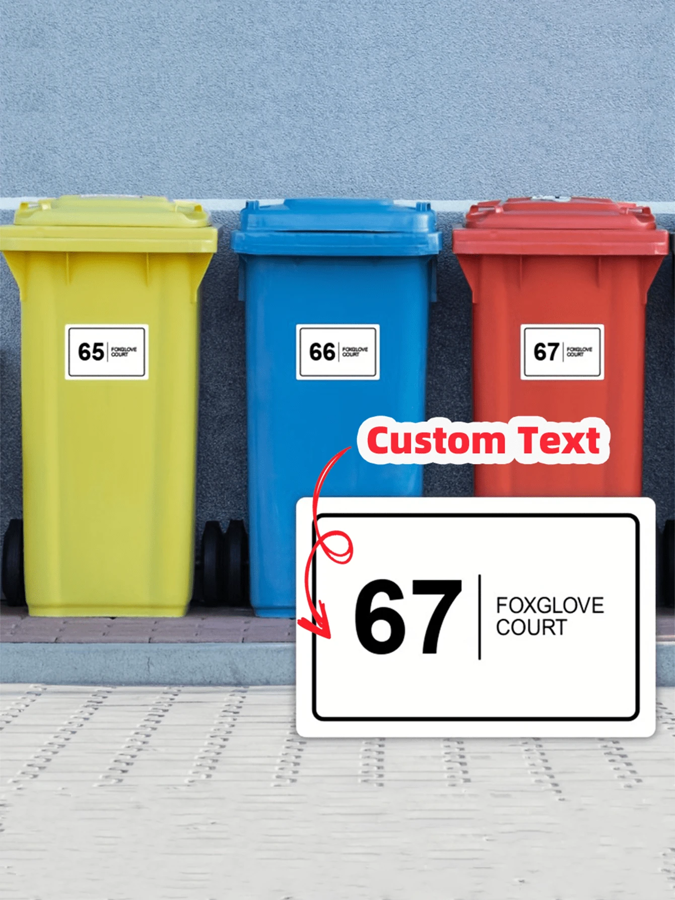Customize Your Wheelie Bin With High-Quality Stickers-Personalized With Your House Number And Road Name, Weatherproof Horizontal Decals, 3.94x5.91inch,Back To School Fashion - Multicolor - View 1