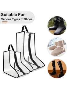 1pc hoge laarzen tassen organizer voor reizen waterdichte cowboylaarzen tassen voor opslag draagbare schoenen reistassen voor vrouwen mannen ophangbare skischoenen tassen stofvrije schoenen tassen - Zwart & wit - Bekijken 2