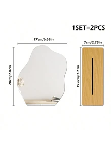 2 chiếc Gương trang điểm Acrylic không đối xứng đơn giản Ins, Gương trang điểm để bàn có chân đế cho phòng ngủ ký túc xá sinh viên Quà tặng tốt nhất - Bạc - Xem 9
