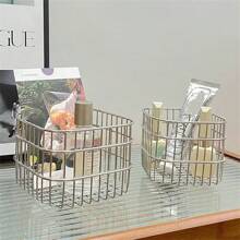 1PC Multi Functional Storage Basket, Drain Basket, Household Kitchen Seasoning, Coffee, Fruit, Vegetable Basket, Desktop Cosmetics Square Storage Basket, Desktop Neat Storage Basket , Makeup Room Decor - Multicolor - View 5