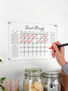 1pc Reusable Dry Erase Calendar, 3D Transparent Acrylic Weekly Meal Planner, Organizer Board, Whiteboard For Home Office, Monthly Date Display